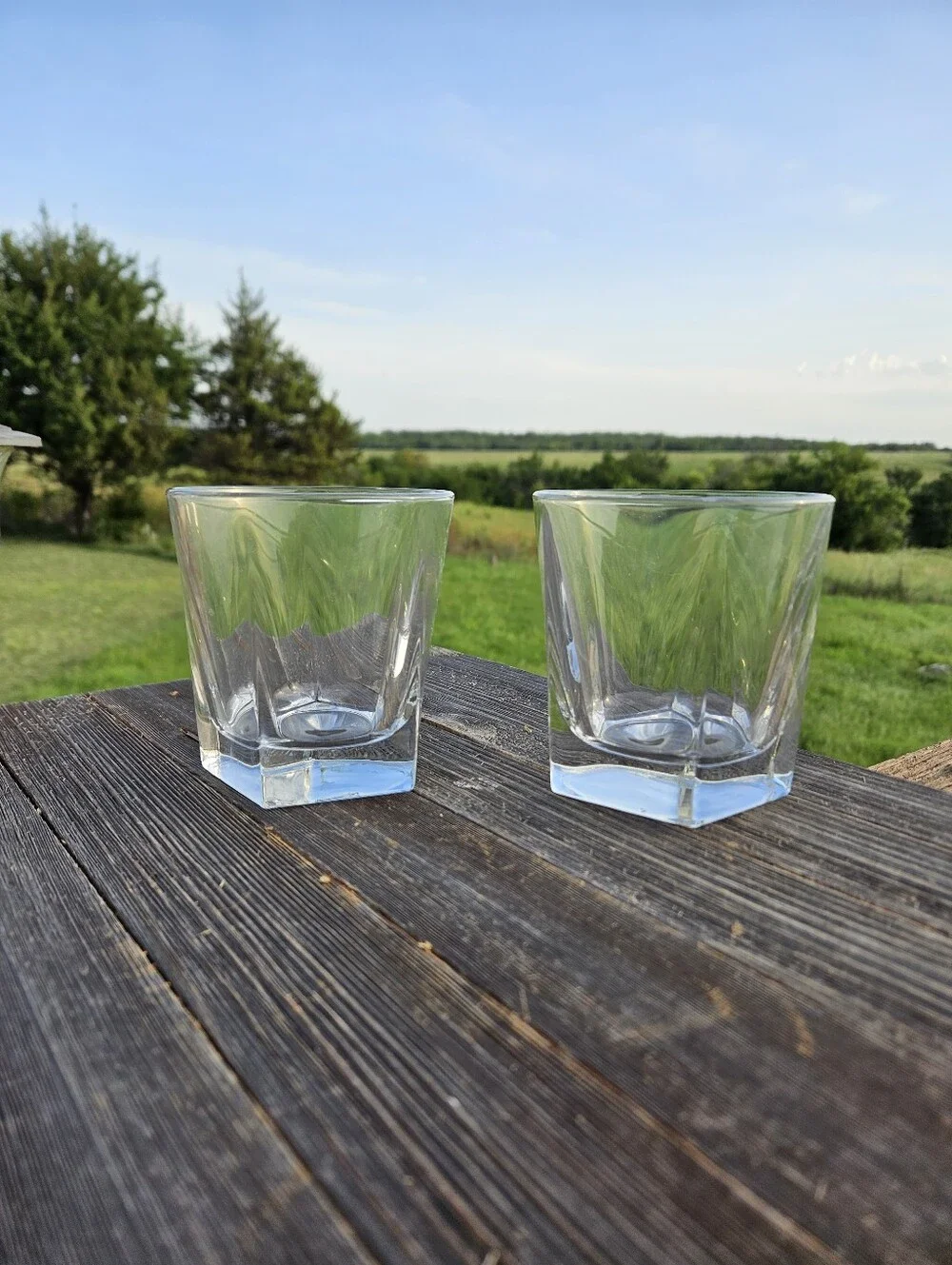(2) Vintage Libbey Duratuff USA Clear Rocks Old Fashioned Glass, 6 oz, 3” Tall